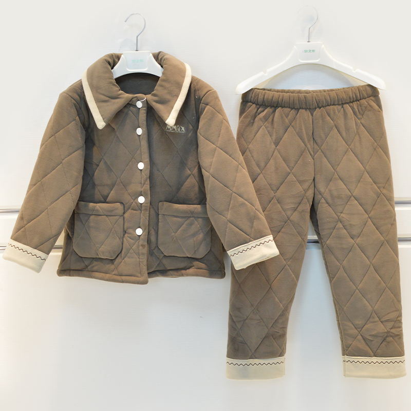 妈咪印象儿童睡衣冬季男童亲肤绒时尚大方三层加厚夹棉童装家居服