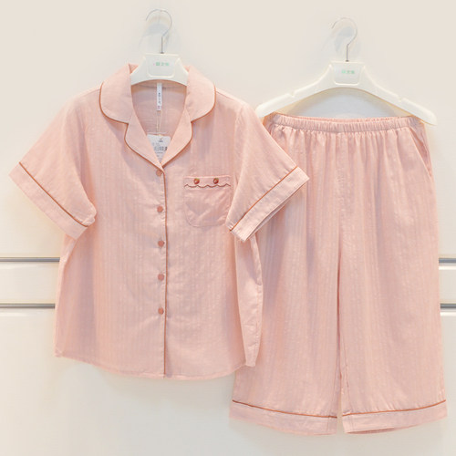 夏季女士薄短袖睡衣家居服安之伴