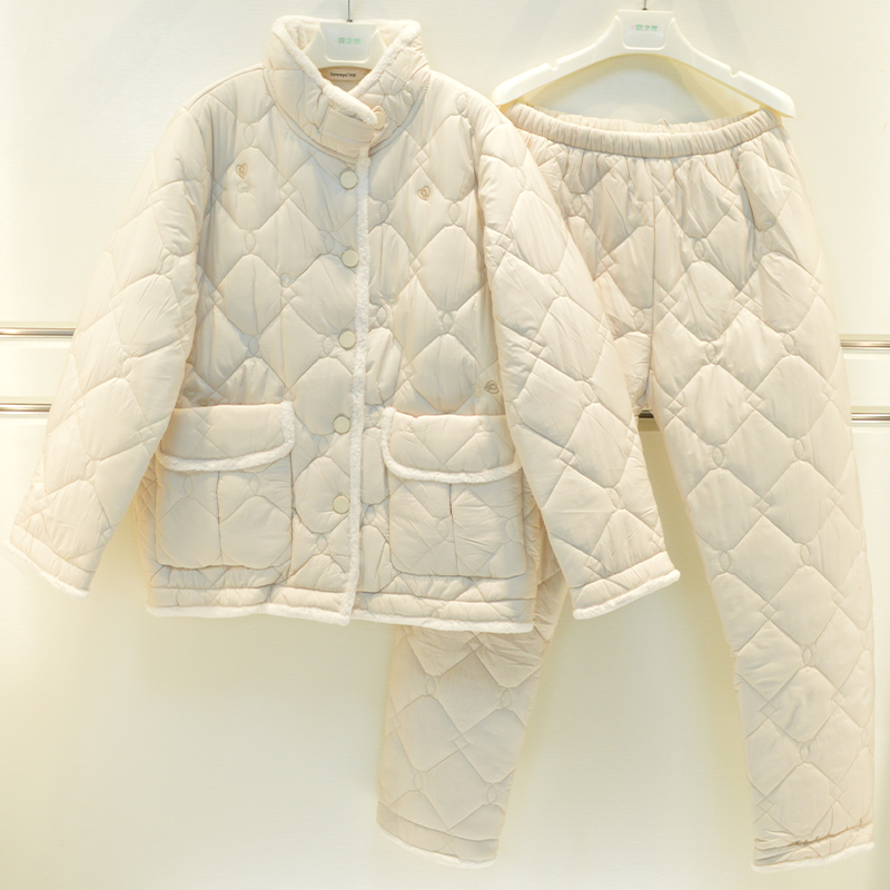 女士三层加厚夹棉亲肤睡衣保暖