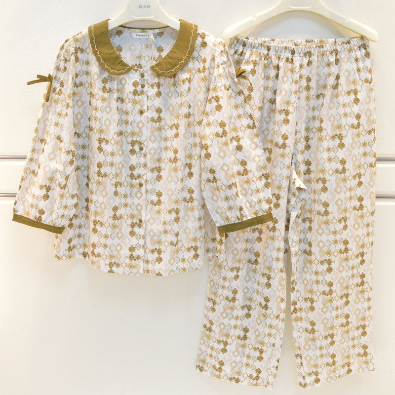 精雅睡衣2026春夏女士50支全棉梭织薄款清凉长袖气质高贵家居服