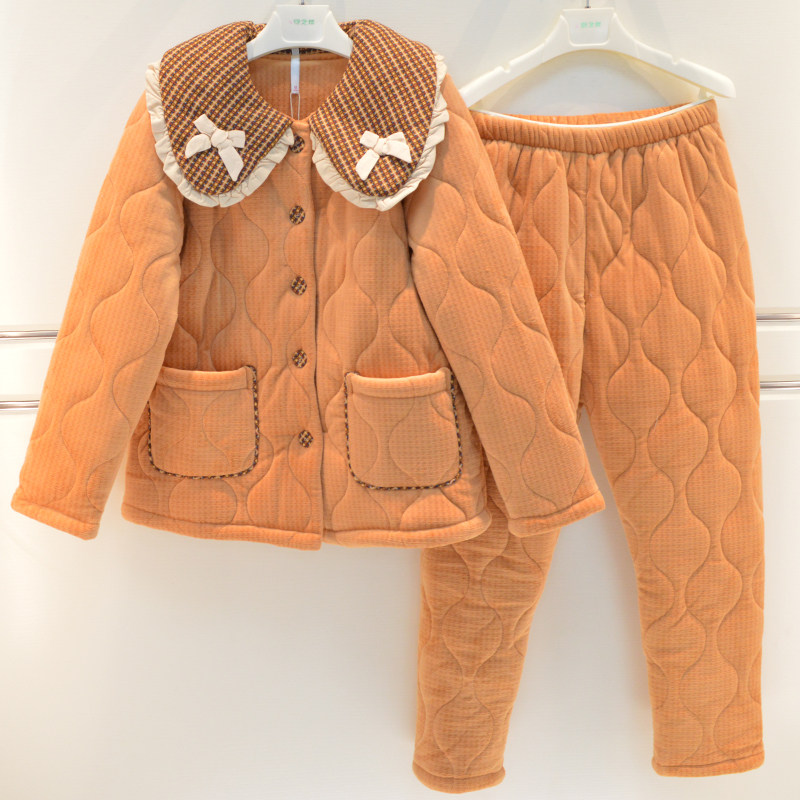 妮可雅睡衣冬季女士竹节纹提花三层加厚夹棉法式小翻领保暖棉袄套,女士内衣/男士内衣/家居服,睡衣/家居服套装,淘宝优惠券,粉丝福利购,淘宝优惠卷