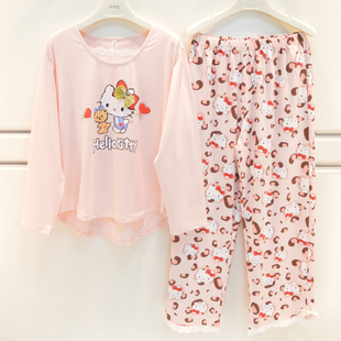 品牌睡衣2025秋季 少女家居服套 女士纯棉针织卡通可爱休闲宽松长袖