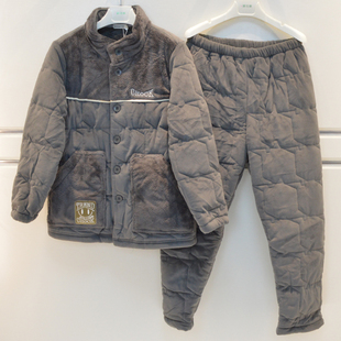 精雅睡衣2026冬季男士珊瑚绒夹棉三层加厚夹棉休闲保暖家居服套