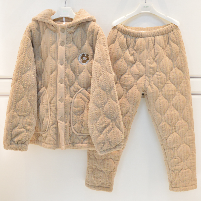 连帽卡通青年保暖家居服