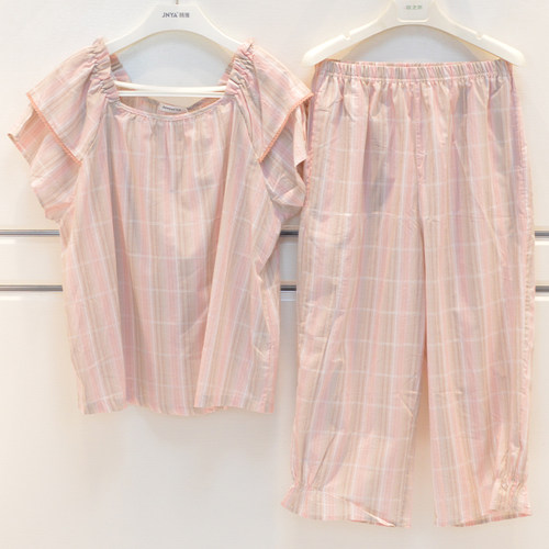 时尚提花短袖长裤宽松家居服套
