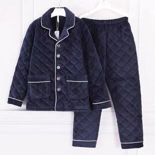 特价反季安之伴睡衣冬季男士贝贝绒三层加厚夹棉帅气保暖家居服套