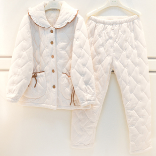 精雅睡衣冬季女士2026牛奶绒三层加厚加绒夹棉甜美可爱家居服套