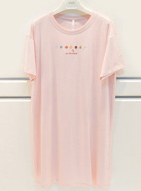 色甜美休闲短袖睡裙家居服