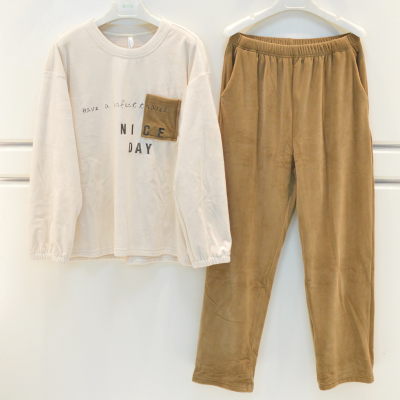 薄绒保暖字母圆领休闲家居服