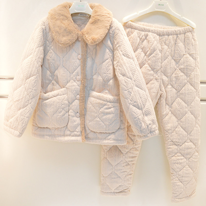 精雅睡衣2026冬季女士牛奶绒三层加厚夹棉素色气质保暖棉袄家居服,女士内衣/男士内衣/家居服,睡衣/家居服套装,淘宝优惠券,粉丝福利购,淘宝优惠卷