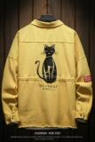 木板风秋季新款猫咪印花夹克男士大码休闲青年宽松外套JK909P75，男装夹克，电商A089-1