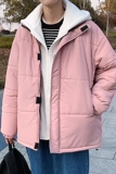 my990*加厚假两件棉衣男宽松潮流情侣保暖粉色外套，男装棉衣，电商A089-1