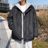 my990*加厚假两件棉衣男宽松潮流情侣保暖棉袄外套，男装棉衣，电商A089-1