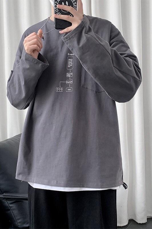 2021春季新款短句港风模特卫衣打底衫长袖T恤男100棉WY08,男装T恤,电商A089-1