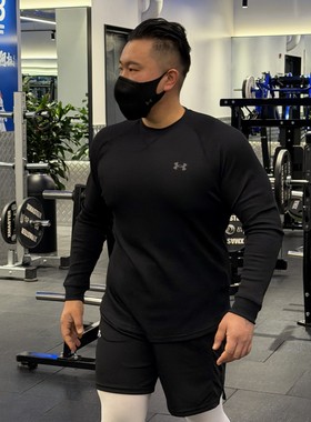 安德玛UA DFO男子圆领华夫格速干秋冬打底运动休闲长袖T恤1302355