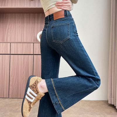加绒厚超火复古微喇牛仔裤