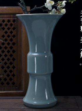 汝窑桌面摆件大井陶瓷开片中式