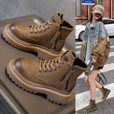 真皮厚底马丁靴女2025年新款爆款