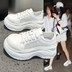 夏季网面小白鞋女2026新款超火巨好看百搭厚底增高运动休闲老爹鞋