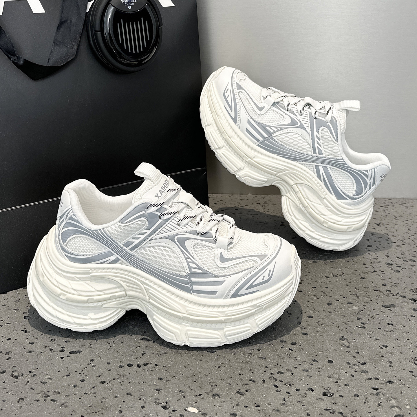 欧洲站网面老爹鞋女2026春季新款百搭小白鞋厚底增高运动休闲女鞋,女鞋,时尚休闲鞋,淘宝优惠券,粉丝福利购,淘宝优惠卷