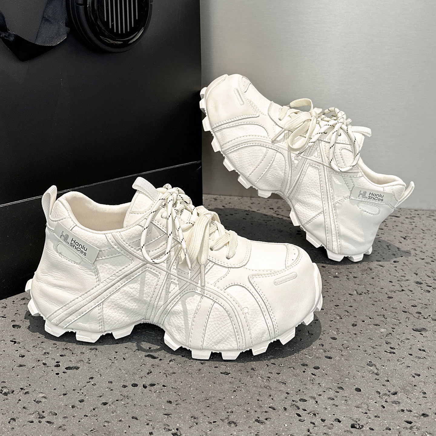 欧洲站双鞋带老爹鞋女2025新款秋冬加绒厚底内增高运动休闲小白鞋,女鞋,时尚休闲鞋,淘宝优惠券,粉丝福利购,淘宝优惠卷