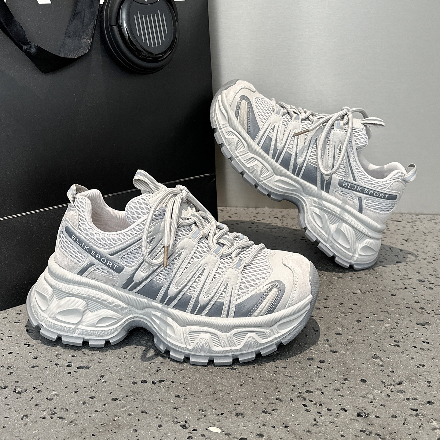 真皮网面老爹鞋女2026春季新款复古巨好看厚底轻便休闲运动跑步鞋,女鞋,时尚休闲鞋,淘宝优惠券,粉丝福利购,淘宝优惠卷