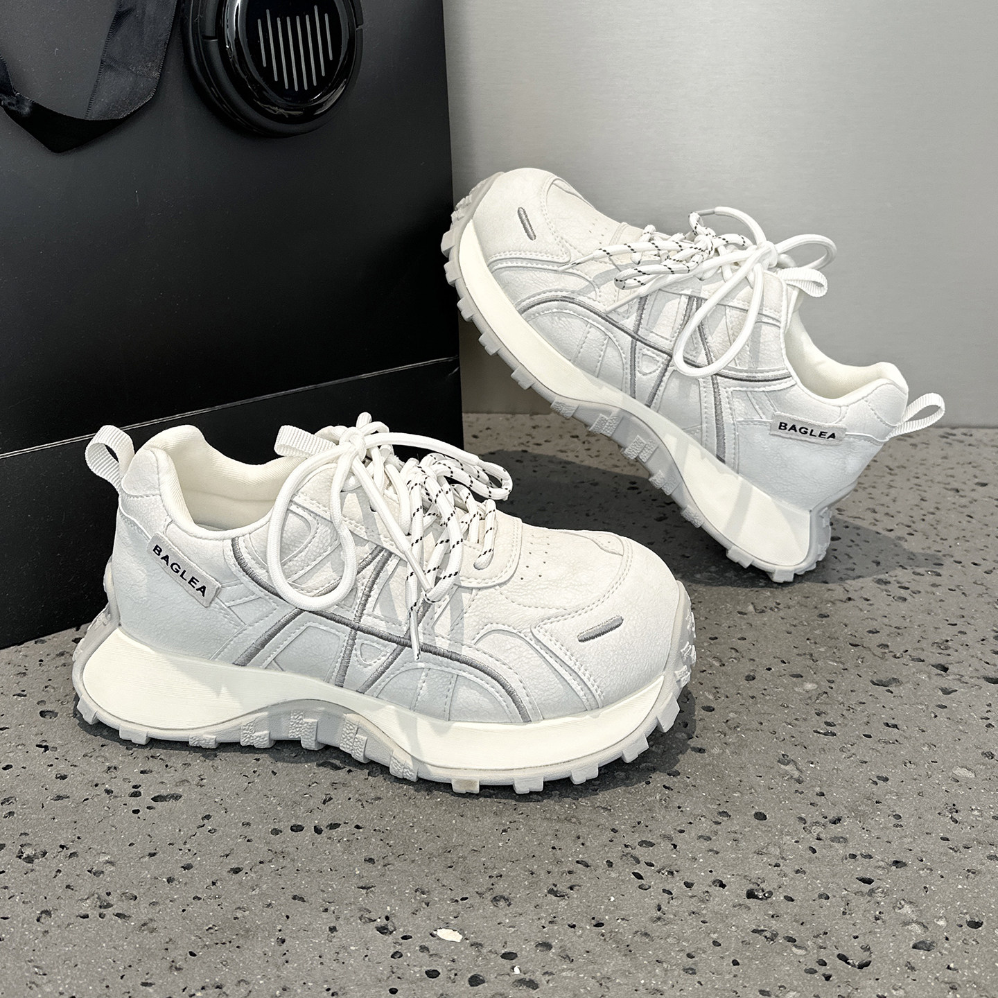 小蛮腰阿甘德训鞋女2026春季新款白鞋系带厚底增高运动休闲老爹鞋,女鞋,时尚休闲鞋,淘宝优惠券,粉丝福利购,淘宝优惠卷