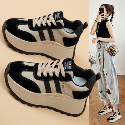 内增高老爹鞋女秋冬加绒2025新款