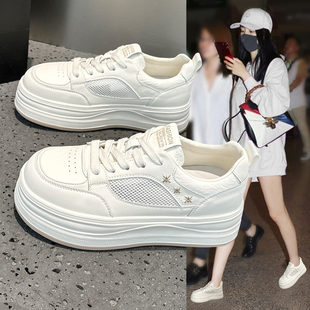 夏季网鞋女透气薄款2026新款百搭超火小白鞋厚底增高软底休闲板鞋