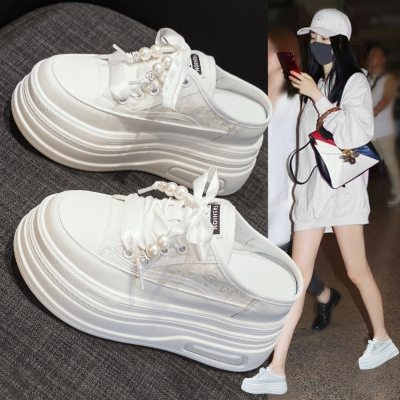 包头半拖小白鞋女夏季2025年新款