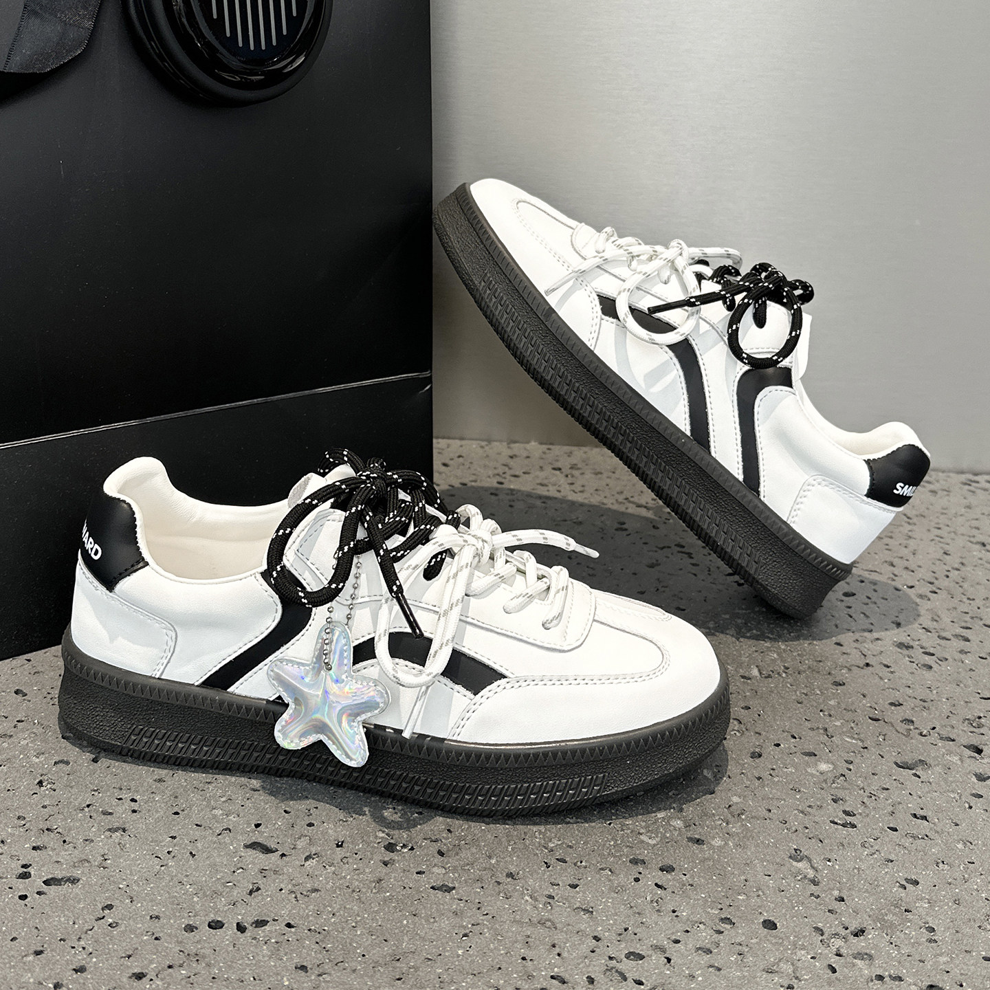 真皮双鞋带小白鞋女2026春季新款爆款超火德训鞋厚底百搭休闲板鞋,女鞋,休闲板鞋,淘宝优惠券,粉丝福利购,淘宝优惠卷