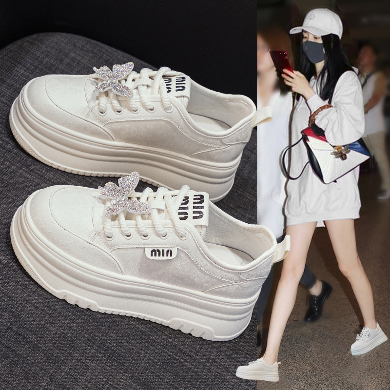 蝴蝶水钻小白鞋女2025年新款爆款