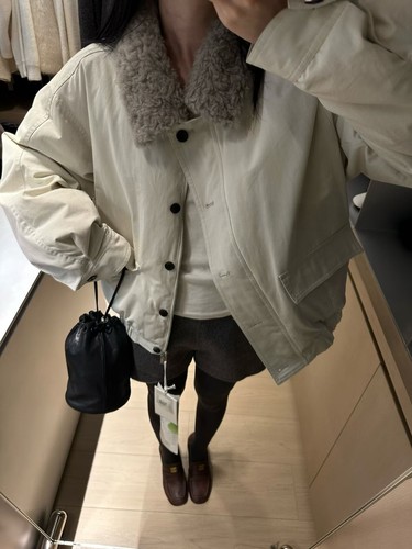 Plant Ale韩系羊毛领白鹅绒派克羽绒服外套女2025冬新款保暖上衣