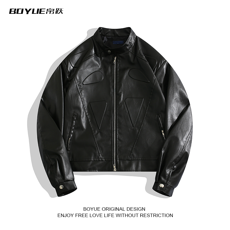 BOYUE帛跃双拉链口袋垫肩夹克