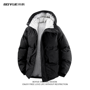 BOYUE帛跃暗花加厚保暖连帽棉衣设计感个性保暖面包服外套男女潮
