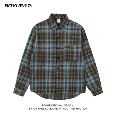 BOYUE帛跃潮牌美式复古格子衬衫