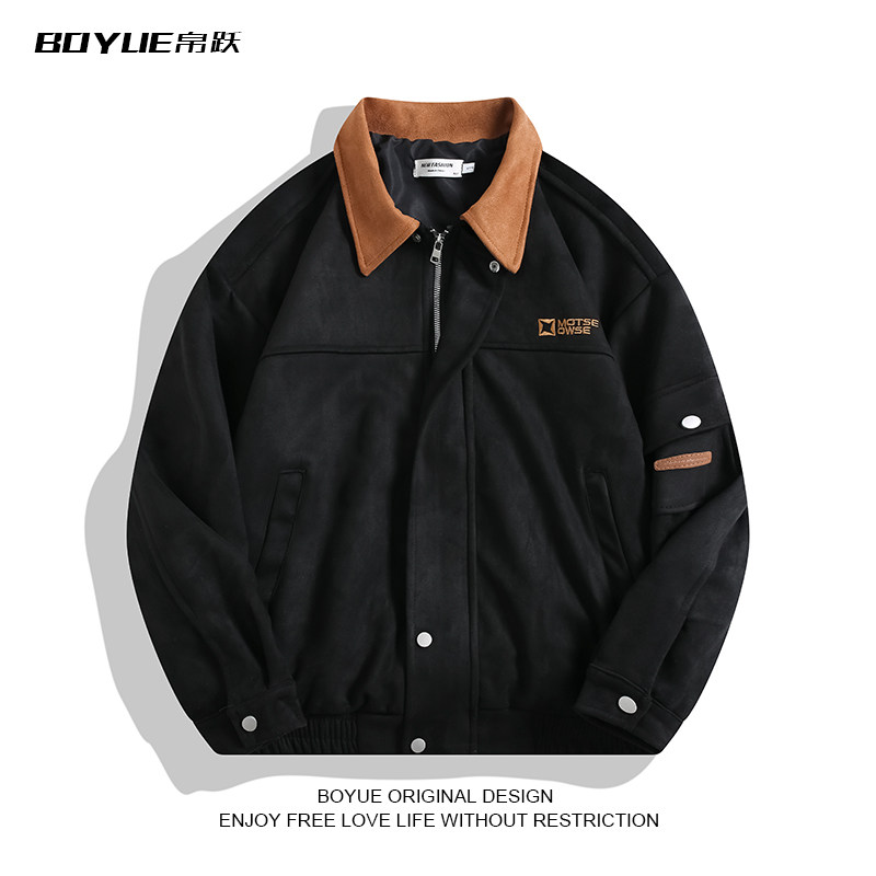 BOYUE帛跃美式刺绣麂皮绒夹克