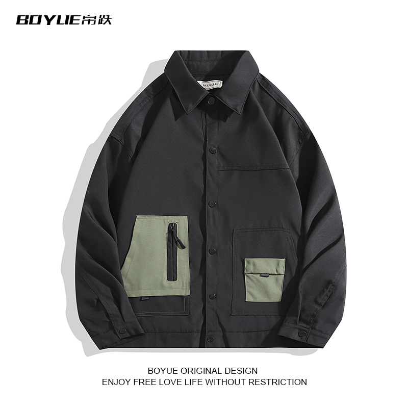 BOYUE帛跃拼接工装外套春秋男士潮牌美式街头痞帅cityboy解构夹克,男装,夹克,淘宝优惠券,粉丝福利购,淘宝优惠卷