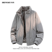 BOYUE帛跃立领灯芯绒加绒保暖外套情侣休闲复古加大加肥棉衣男女