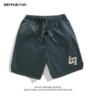 街头篮球训练五分短裤 男生美式 潮流刺绣开叉运动裤 BOYUE帛跃夏季