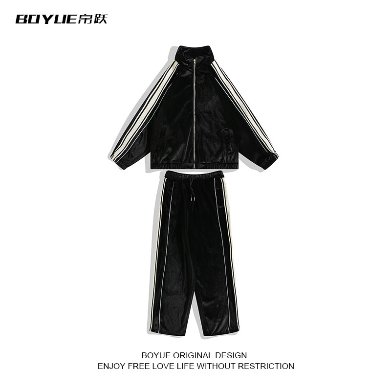 BOYUE帛跃三条杠运动跑步套装