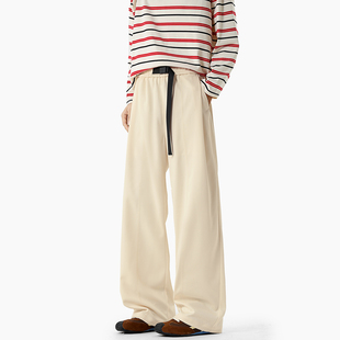 简约阔腿裤 BOYUE帛跃美式 工装 大码 男女 潮牌可调节腰带百搭休闲裤