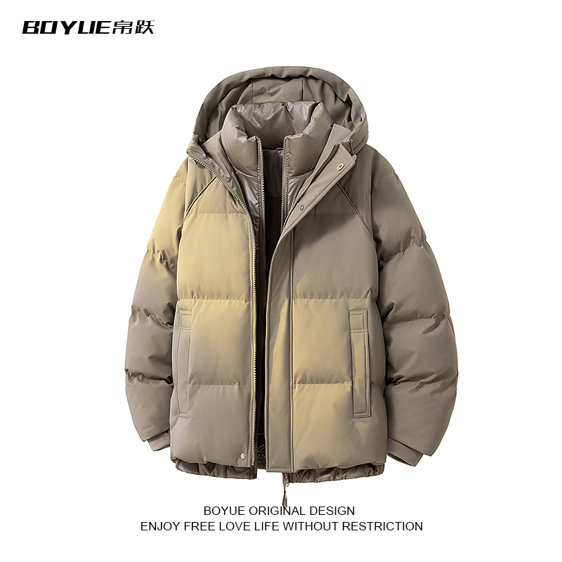 BOYUE帛跃假两件皮面加厚棉衣男