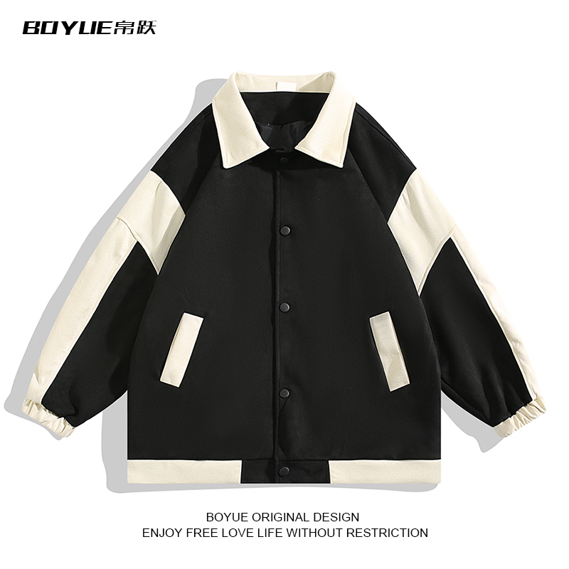BOYUE帛跃拼色翻领工装外套