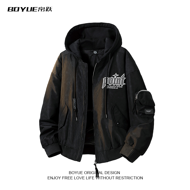 BOYUE帛跃刺绣帽子可拆卸羽绒服