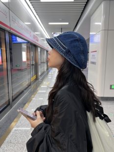 随性丹宁日～四季百搭短檐牛仔堆堆帽报童帽子早八素颜显脸小帽子