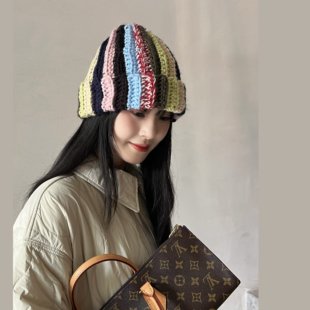 色彩收藏家～秋冬百搭手工编织显白撞色钩针毛线帽子卷边针织冷帽