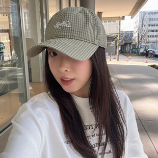 超好看的!加深版型春夏百搭薄款格纹刺绣棒球帽修脸鸭舌遮阳帽子