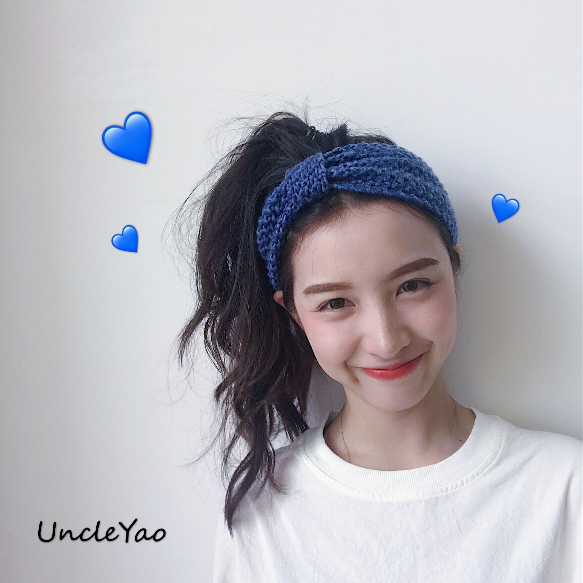 元气少女五彩缤纷针织蝴蝶结发带