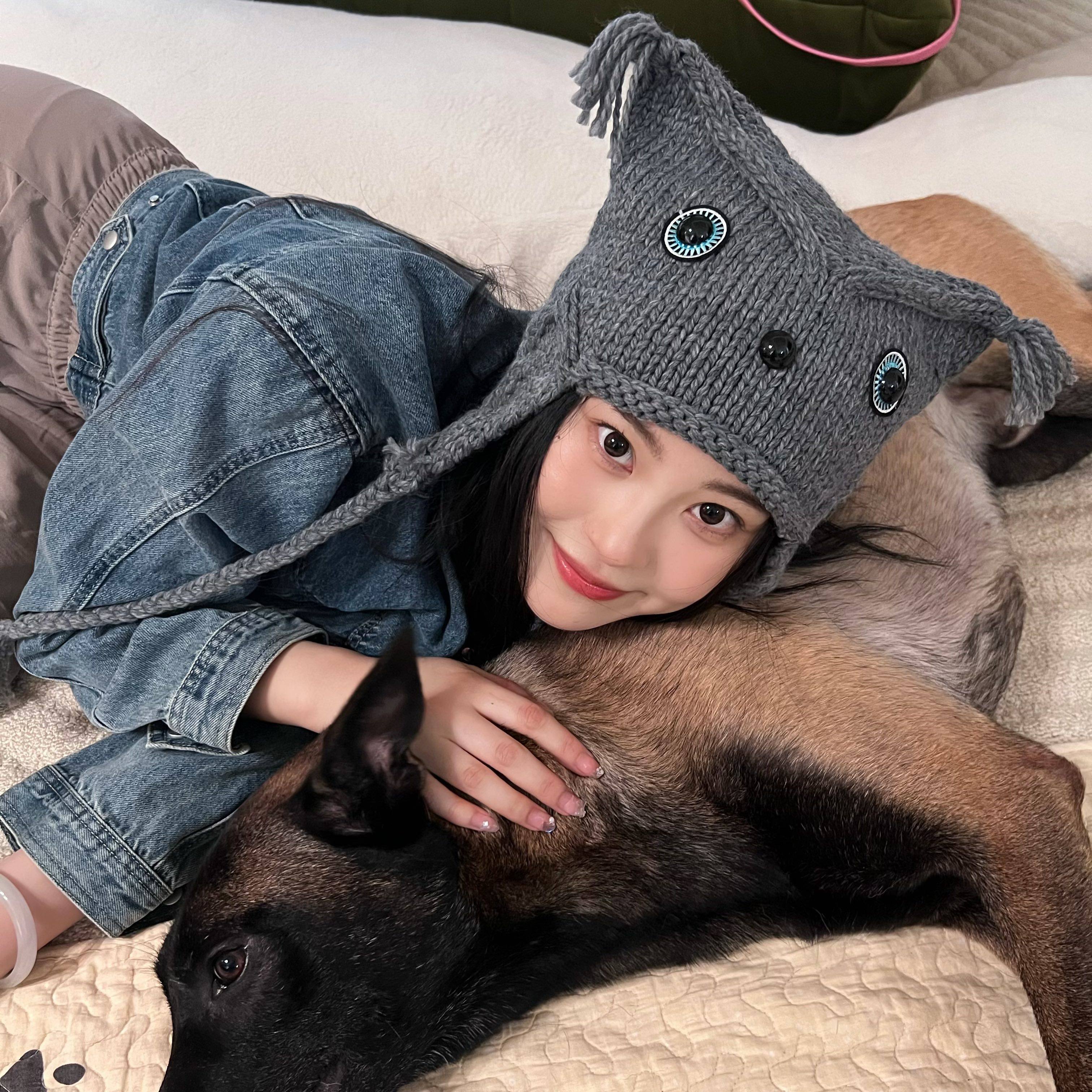 猫头鹰秋冬保暖针织帽护耳毛线帽